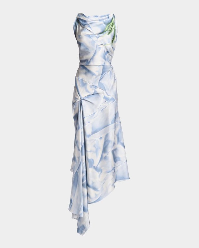 Asymmetric Draped Sleeveless Midi Dress